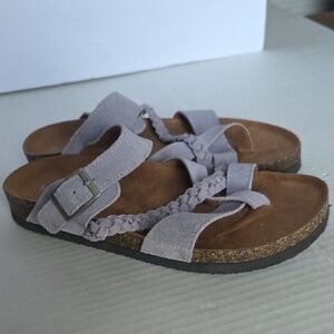 Mountain Sole Boho Braided Strap Lavender Sandals. Leather Straps Size 7